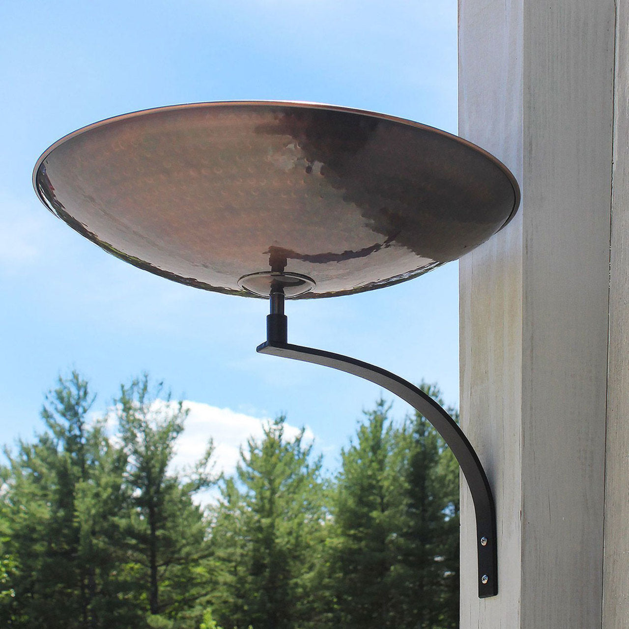 14" Burnt Copper Birdbath with Wall Mount Bracket