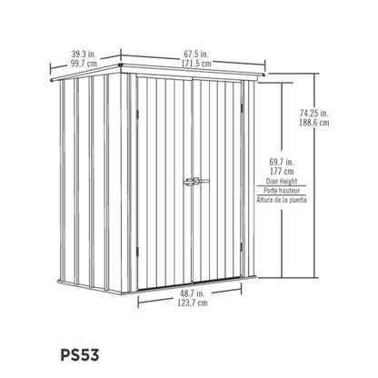Spacemaker 5 x 3 Patio Shed - Flute Gray and Anthracite