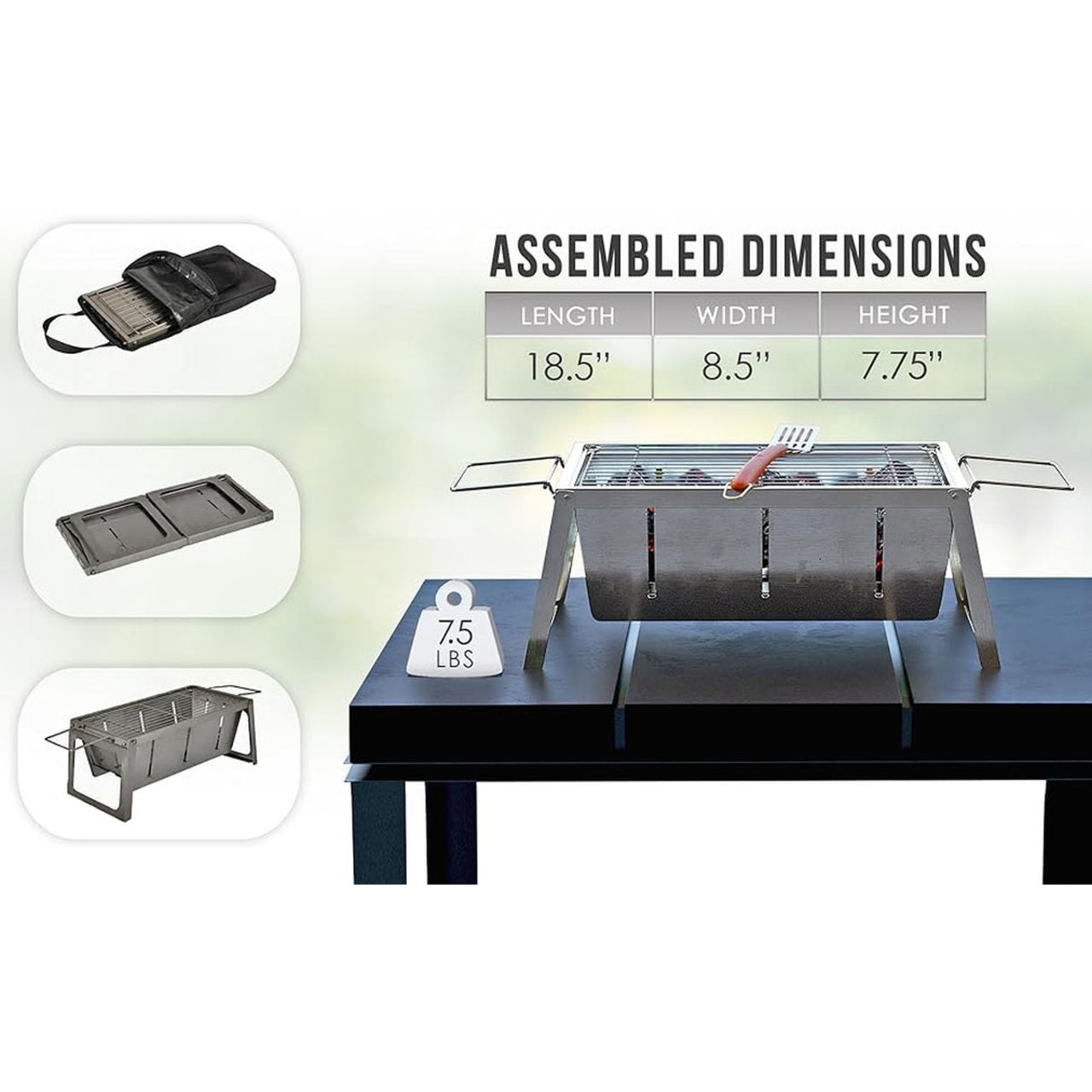 Fire Sense Stainless Steel Foldaway Charcoal Grill - 63724