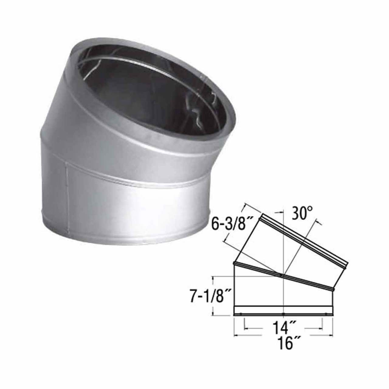 14" DuraTech 30 Degree Stainless Steel Elbow - 14DT-E30SS