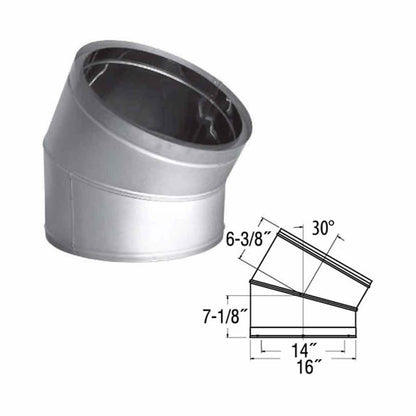 14" DuraTech 30 Degree Stainless Steel Elbow - 14DT-E30SS