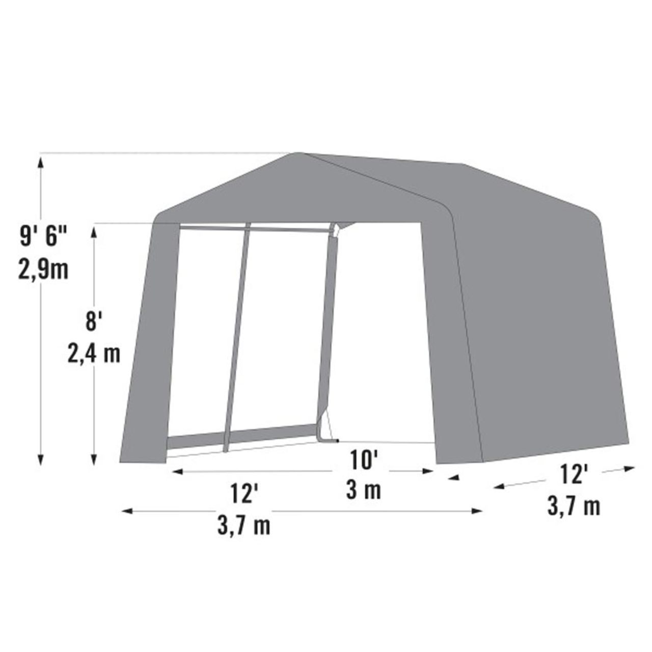 Extra- Tall 12' x 12' x 9.5' Shed-in-a-Box - Gray