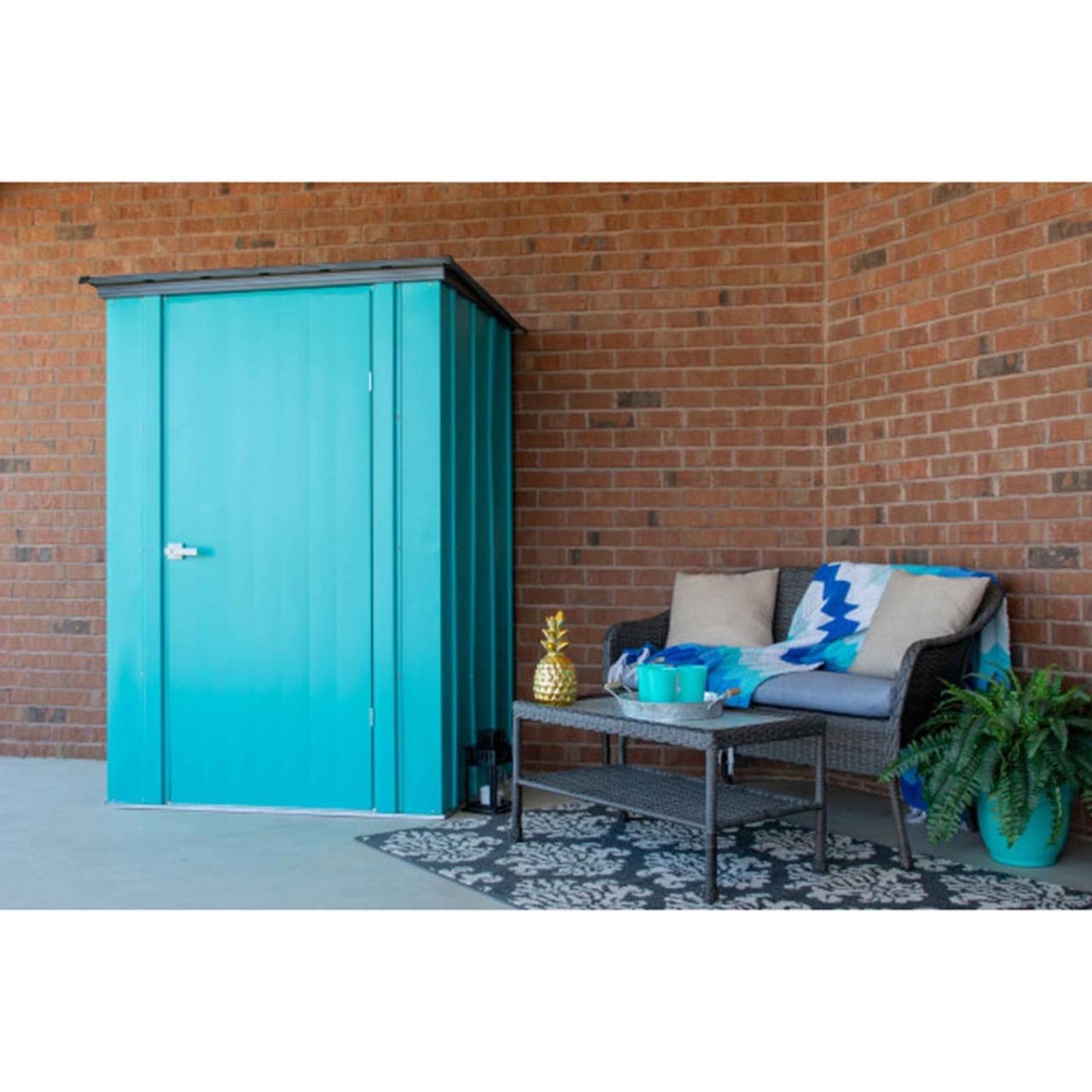 Spacemaker 4' x 3' Patio Shed - Teal and Anthracite