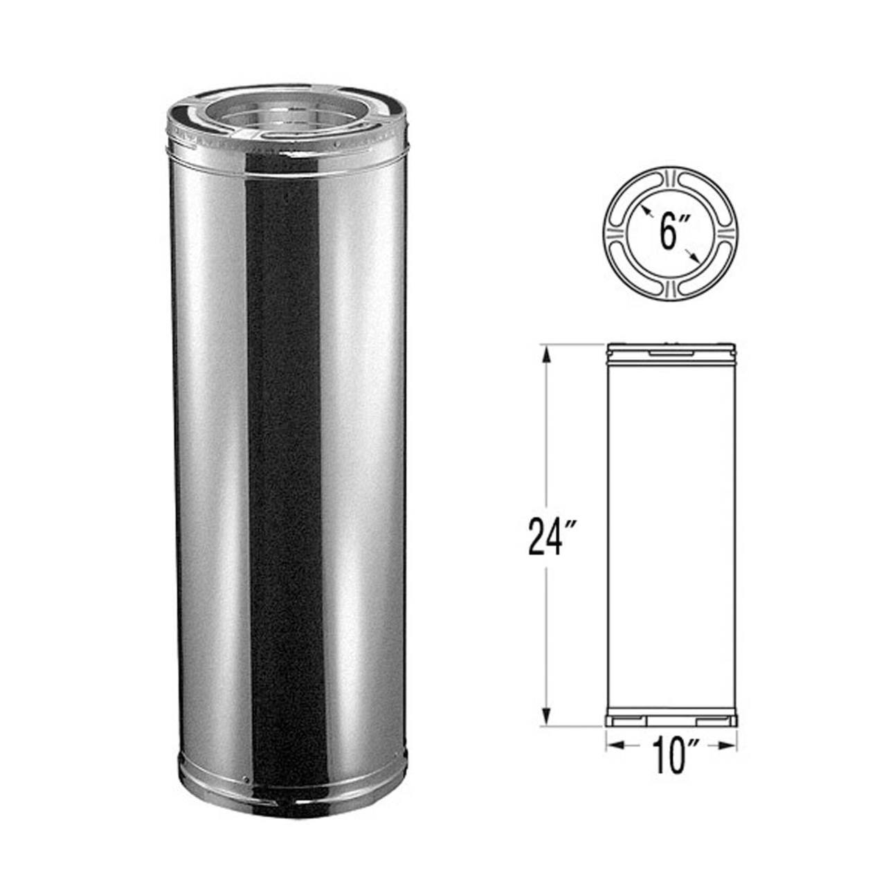6" x 24" DuraPlus Galvanized Chimney Pipe - 6DP-24