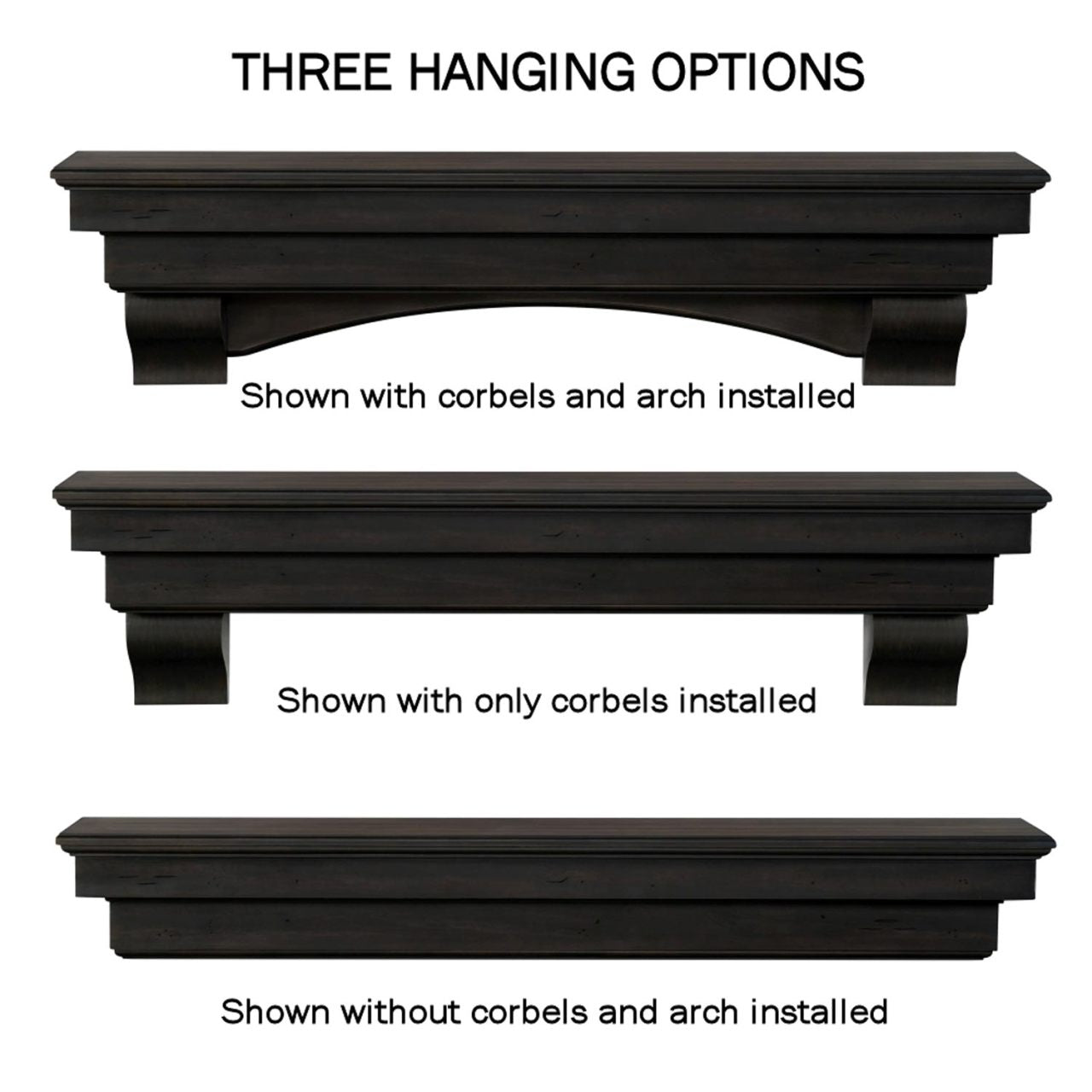 72" Celeste Fireplace Shelf by Pearl Mantels - Espresso Distressed Finish