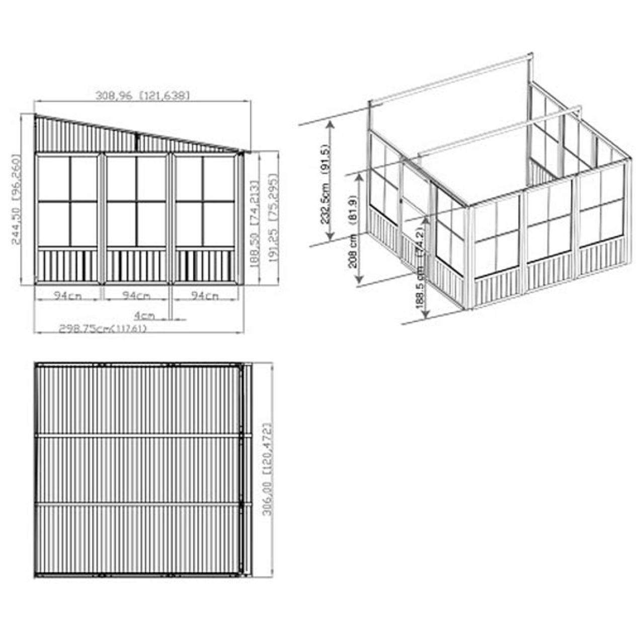 Charleston 10' x 10' Wall Mounted Solarium - Gray