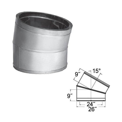 24'' DuraTech 15 Degree Stainless Steel Elbow - 24DT-E15SS