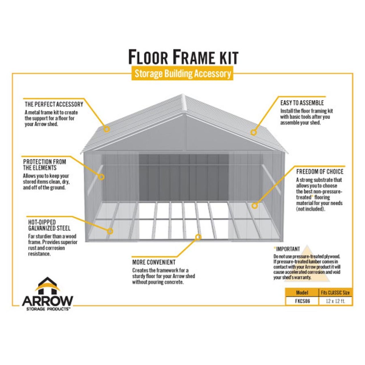 Arrow Classic 12' x 12' Shed Floor Frame Kit - Steel