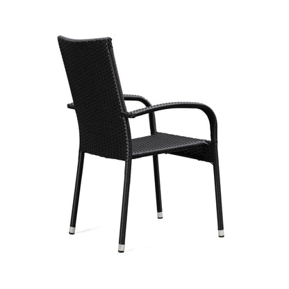 Set of 4 Outdoor Wicker Chairs - Black