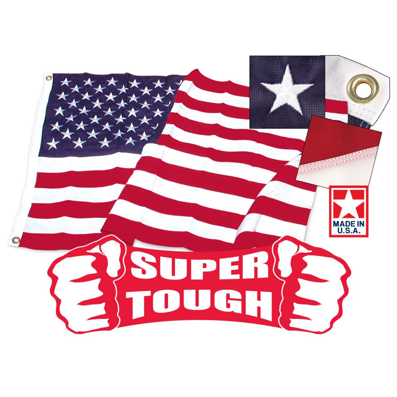 3ft x 5ft Super Tough Knitted Polyester American Flag - US Made