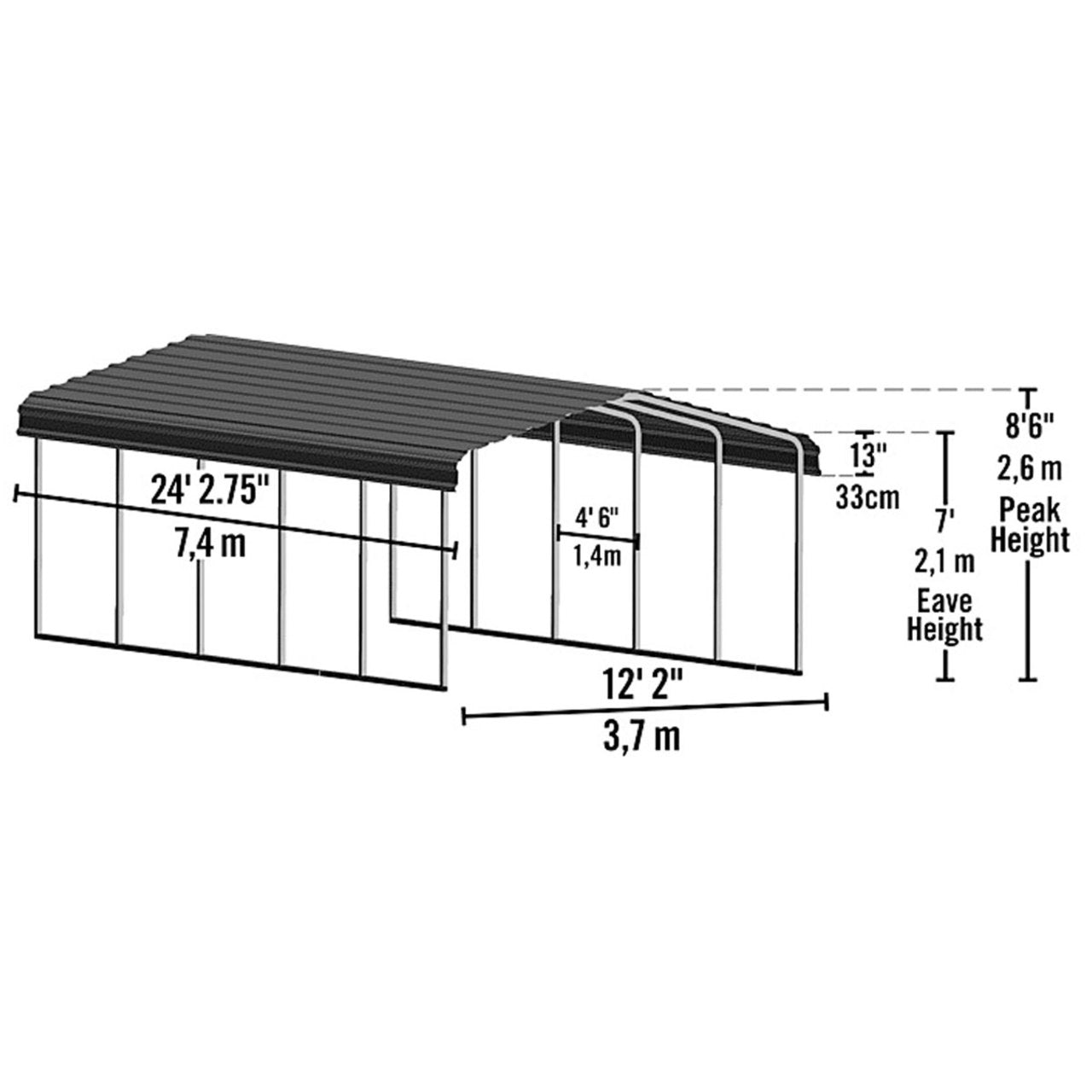 Arrow Carport 12 x 24 x 7 Ft. - Eggshell