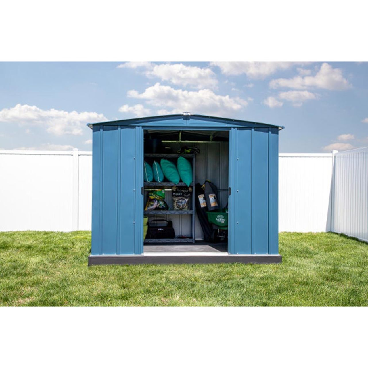 Arrow Classic Steel Storage Shed 8' x 6, Blue Gray