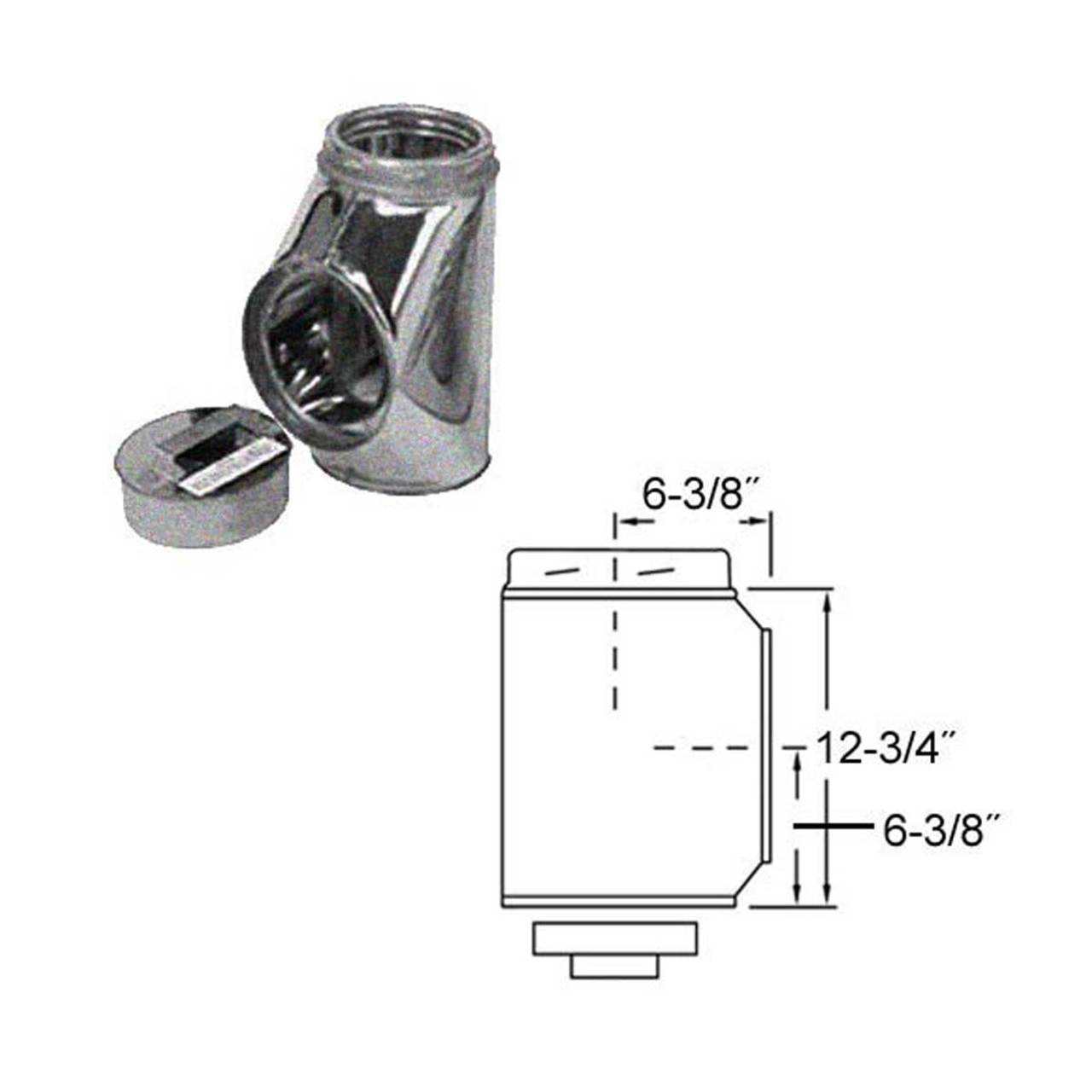 6" Selkirk Galvanized Insulated Tee With Tee Plug - 206100G