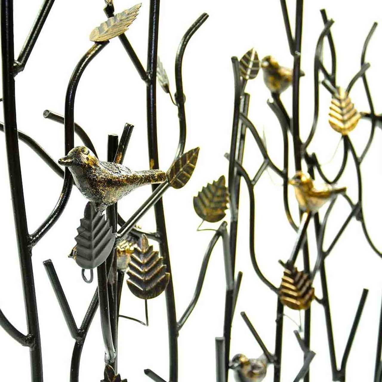 Birds Summer Fireplace Screen - Roman Bronze Powdercoat Accented with Gold
