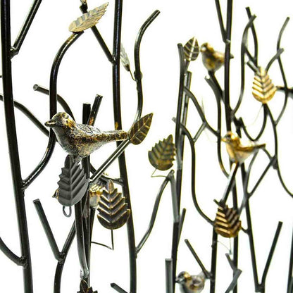 Birds Summer Fireplace Screen - Roman Bronze Powdercoat Accented with Gold