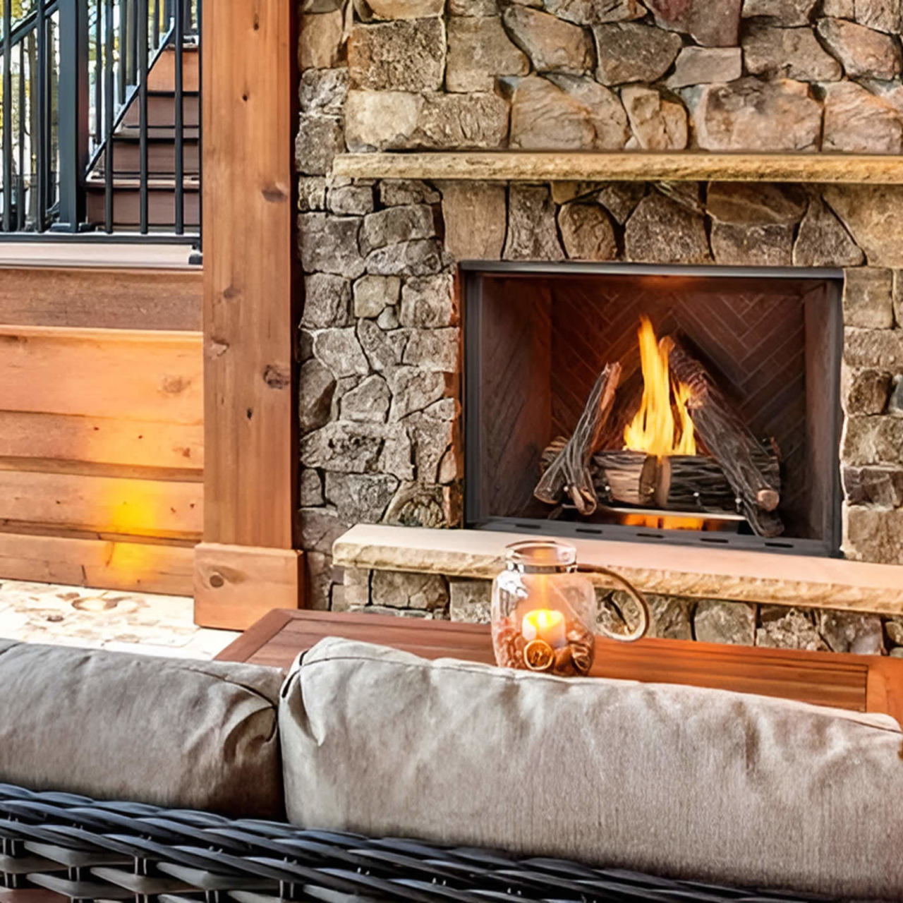 Outdoor Lifestyles 36" Fireplace, Traditional Stacked Concrete Refractory - ODCOUG-36TS