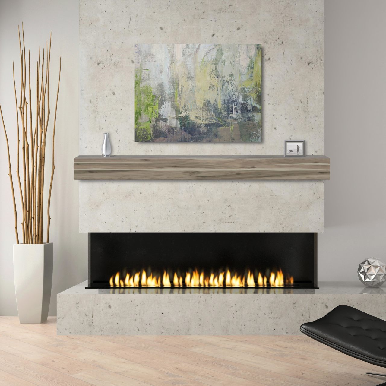 72" Acacia Fireplace Shelf by Pearl Mantels - Weathered Gray Finish
