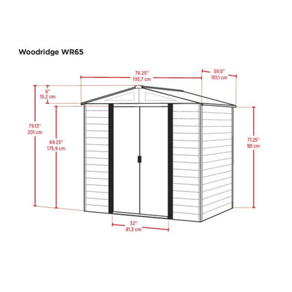 Woodridge 6 x 5 Steel Storage Shed in Coffee and Woodgrain