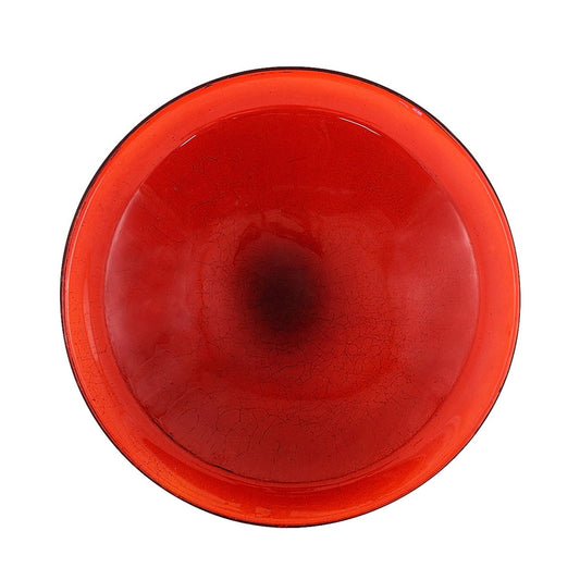 12-in. Red Crackle Glass Bowl Birdbath