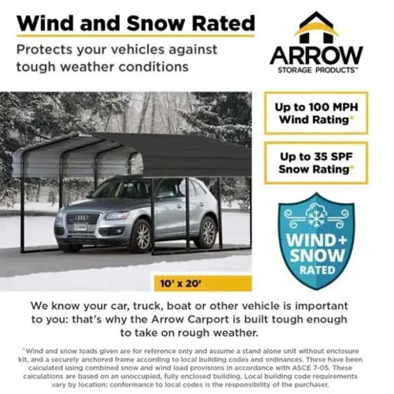 Arrow Carport 10 x 24 x 7 Ft. - Charcoal