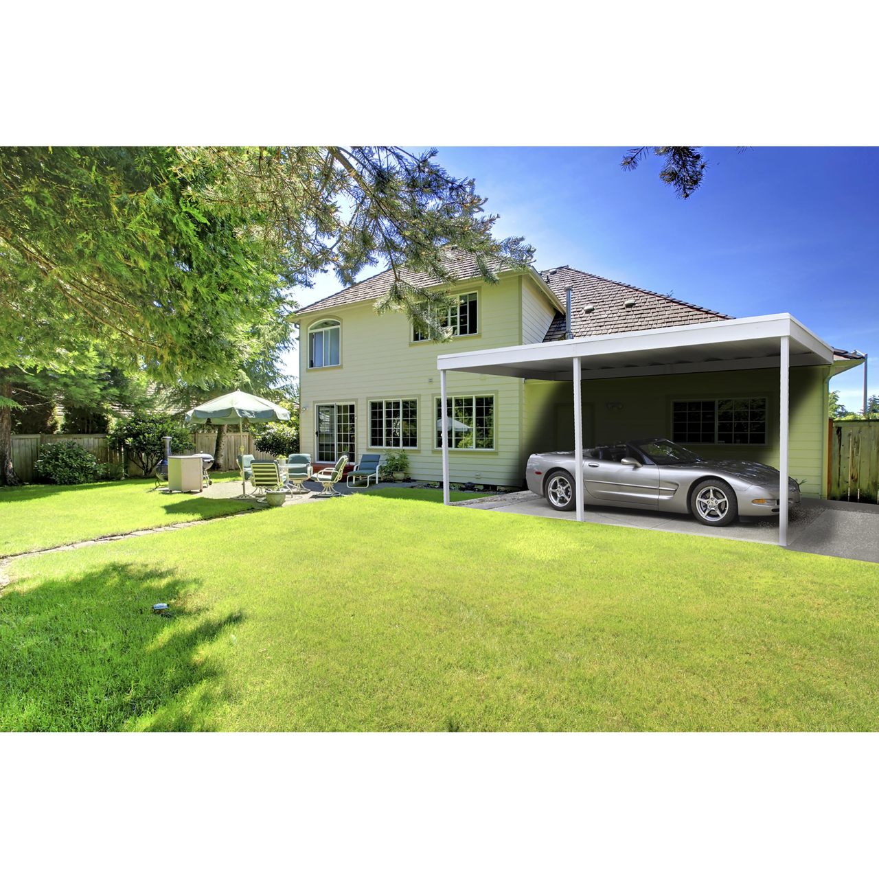 Attached Carport/Patio Cover 10 x 20 ft. Eggshell
