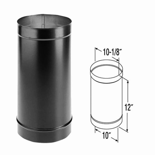 10" x 12" DuraBlack Single-Wall Black Stove Pipe - 10DBK-12