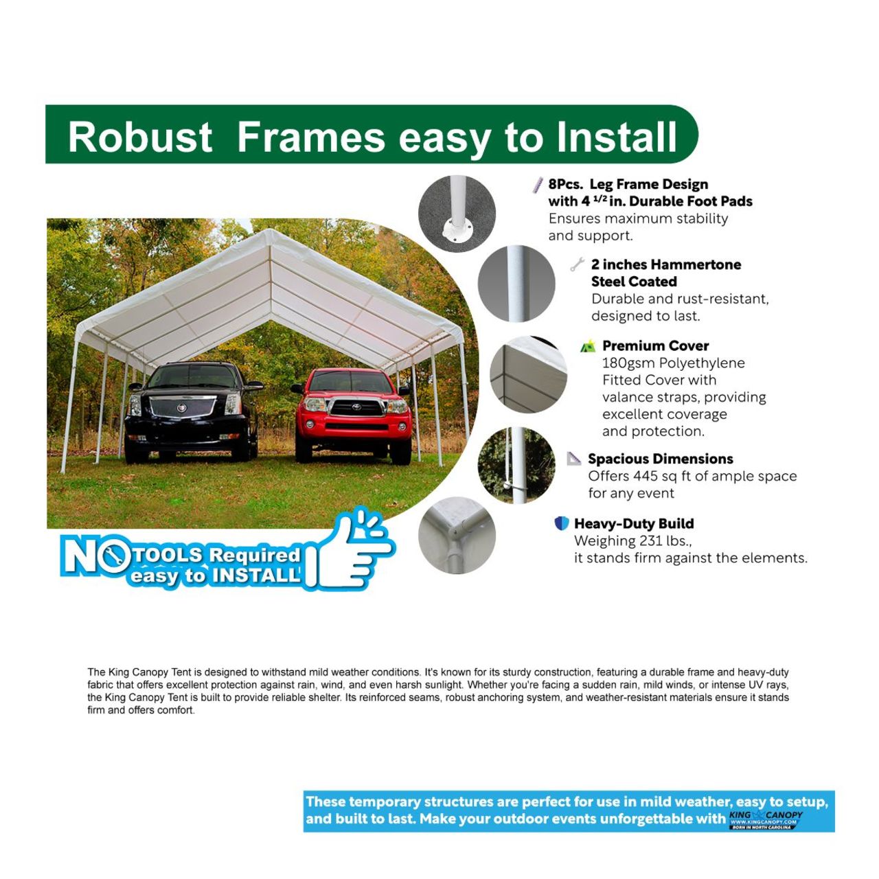 King Canopy  18' x 27' White Hercules 10 Leg Canopy