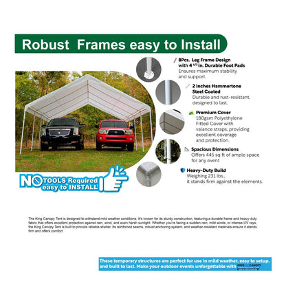 King Canopy  18' x 27' White Hercules 10 Leg Canopy