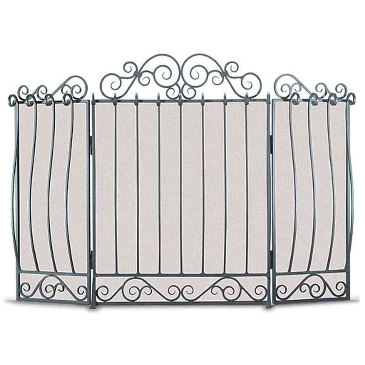 Pilgrim Villa Three Panel Fireplace Screen - Brushed Pewter