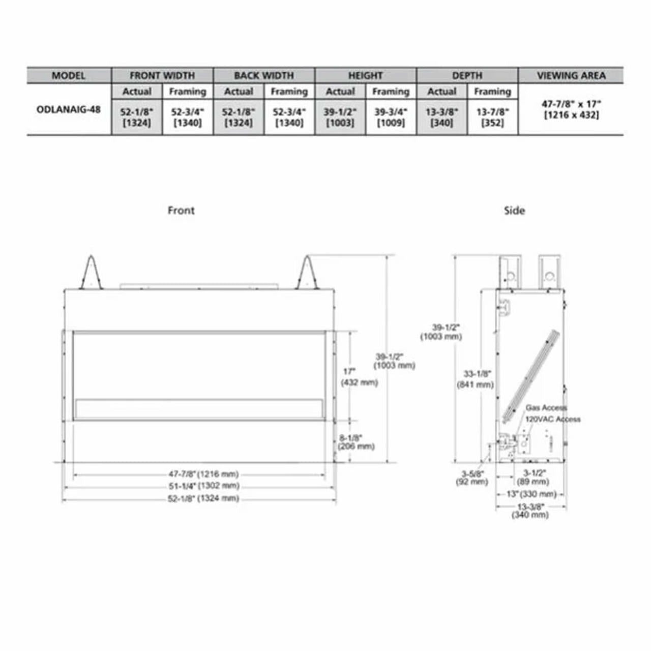 Majestic 48" Lanai Outdoor Linear Fireplace Single-Sided - ODLANAIG-48