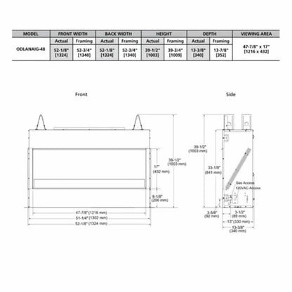 Majestic 48" Lanai Outdoor Linear Fireplace Single-Sided - ODLANAIG-48