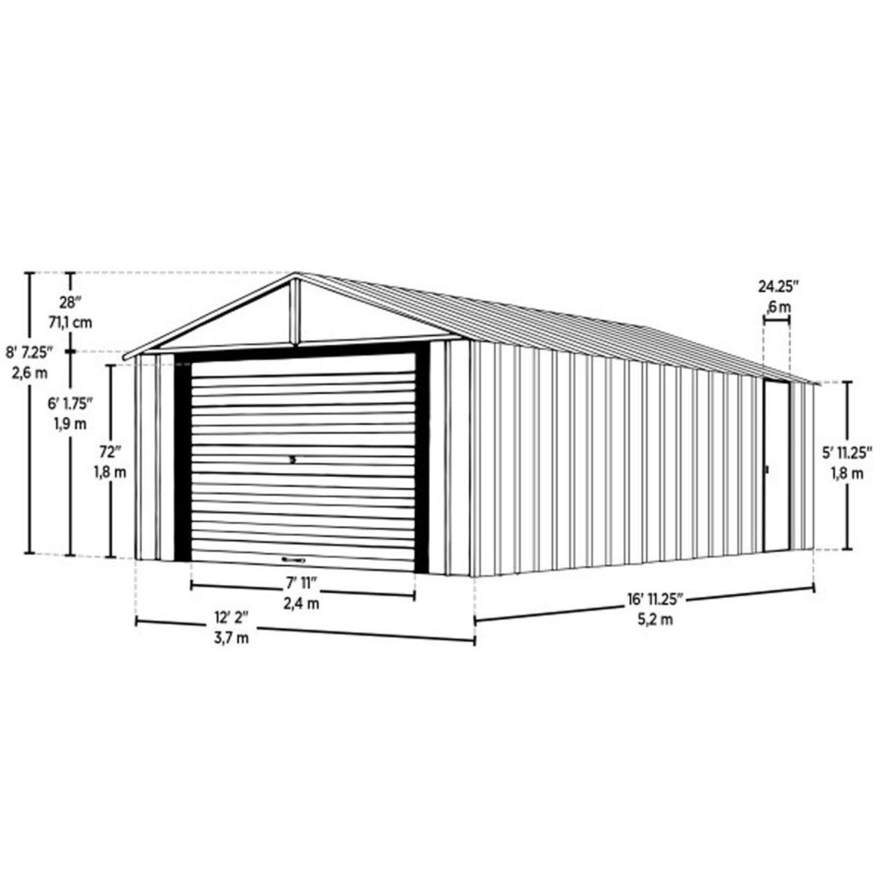Arrow Murryhill 12' x 17' Steel Storage Garage/Building - Gray