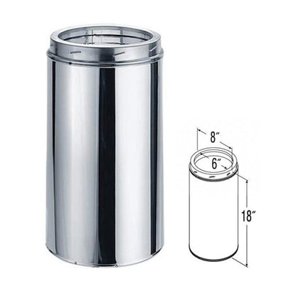 6" x 18" DuraTech Stainless Steel Chimney Pipe - 6DT-18SS