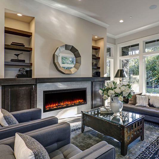 SimpliFire 50" Allusion Platinum Recessed Linear Electric Fireplace - SF-ALLP50-BK