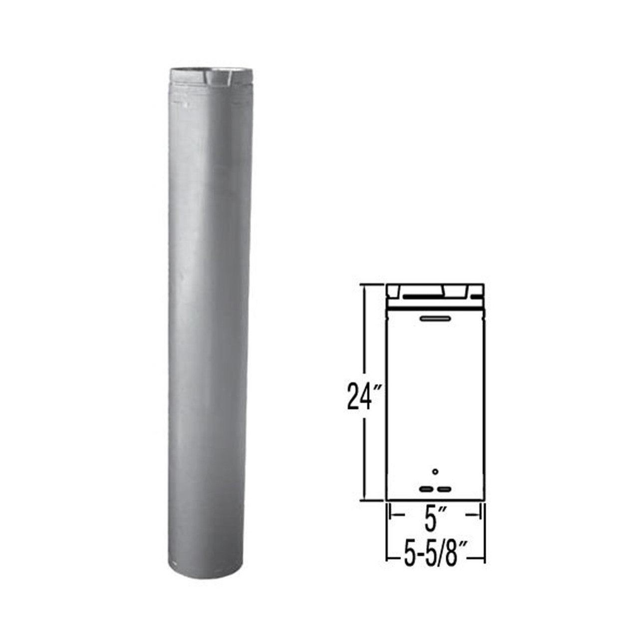 5'' x 24'' DuraLiner Round Rigid Chimney Relining Pipe - 5DLR-24