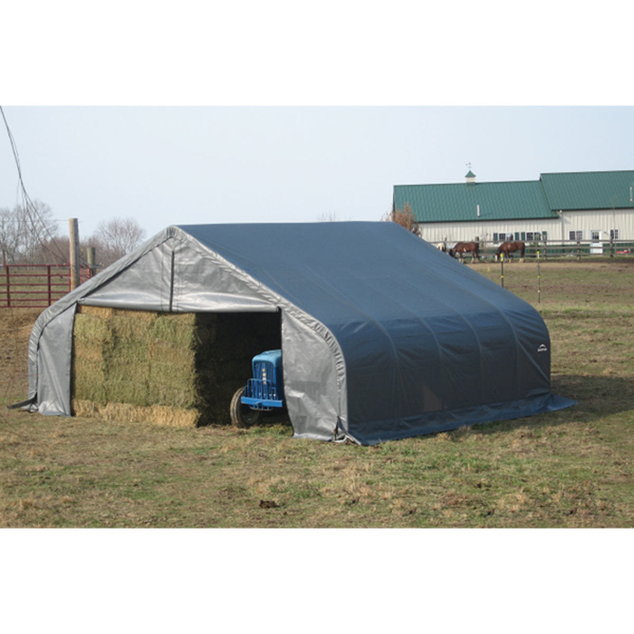 ShelterCoat 22' x 20' Garage With Peak Roof - Gray