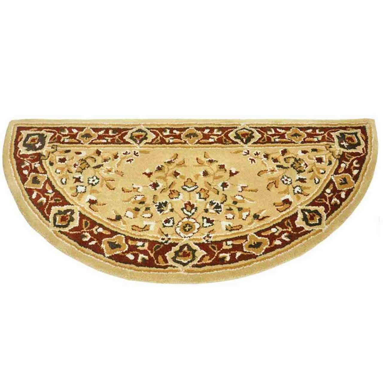 56" Half Round Beige Oriental Fireplace Rug