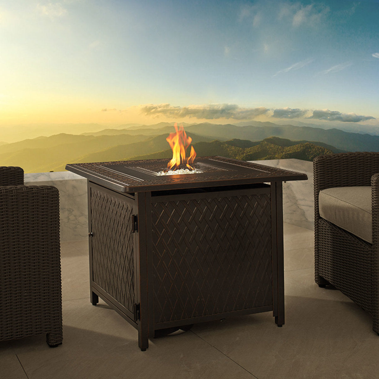 32" Downey Square Aluminum Gas Fire Pit -Propane - 37,000 BTU