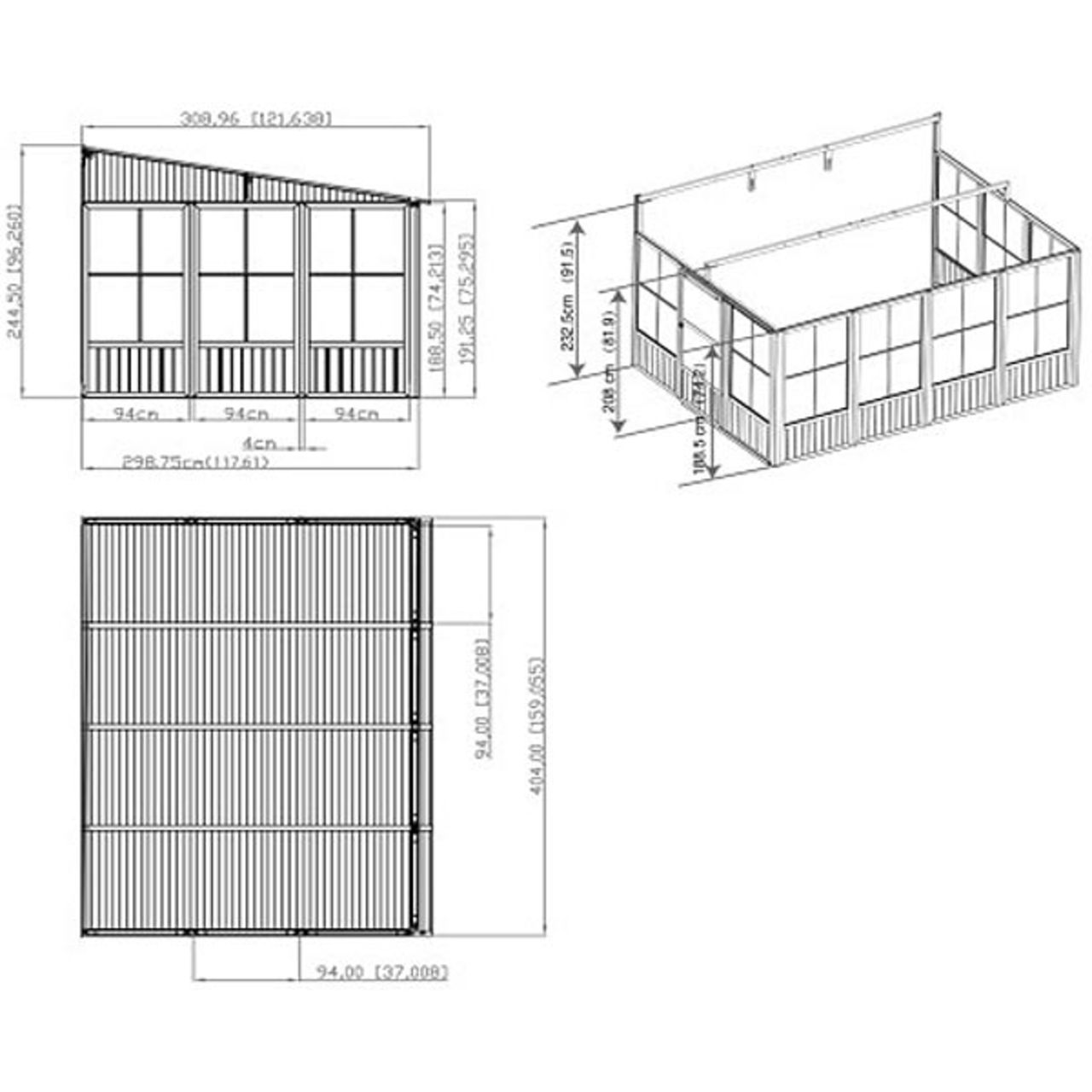 Charleston 10' x 13' Wall Mounted Solarium - Dark Gray