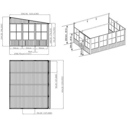 Charleston 10 x 13 Wall Mounted Solarium - Dark Gray