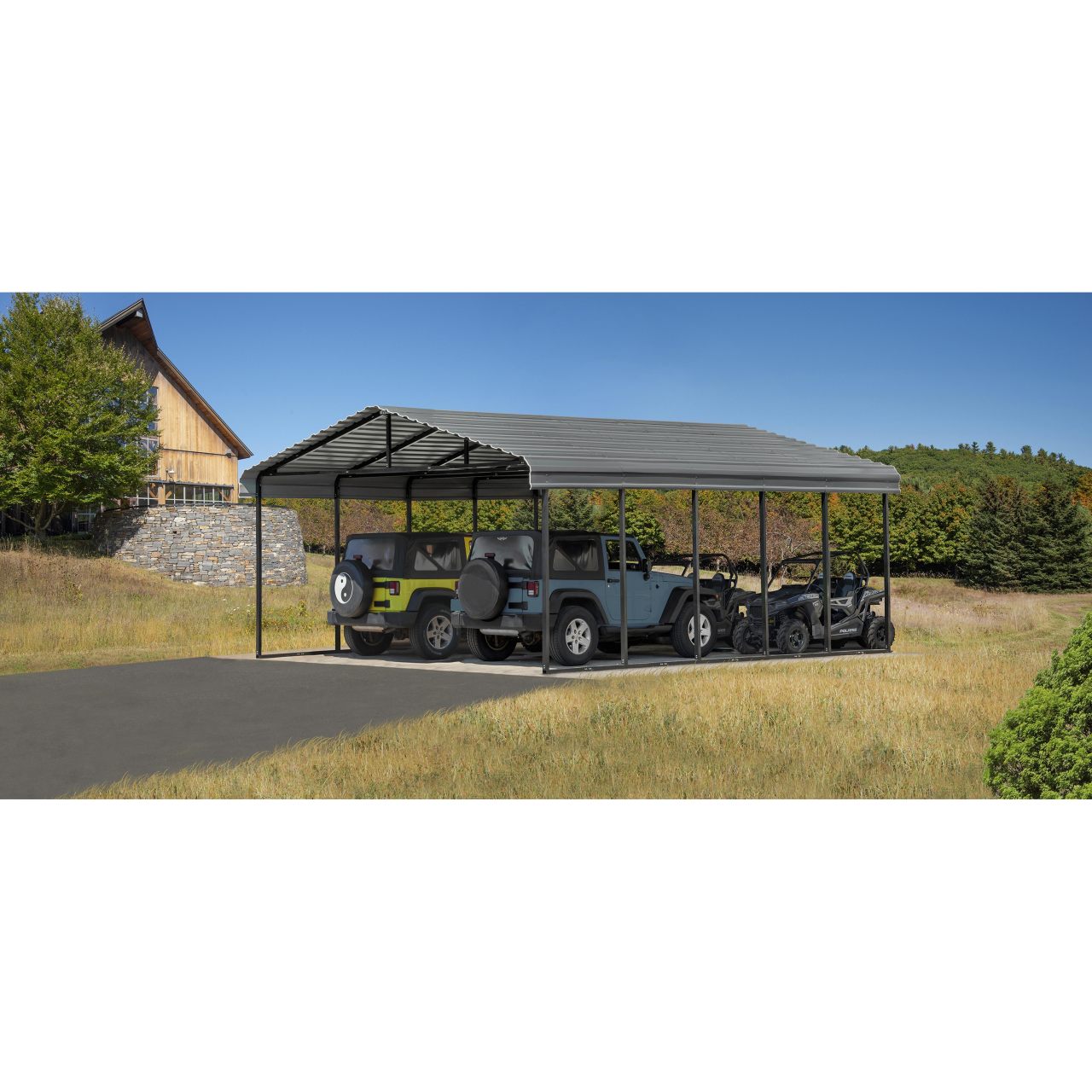 Arrow 20' x 24' x 9' Carport - Charcoal