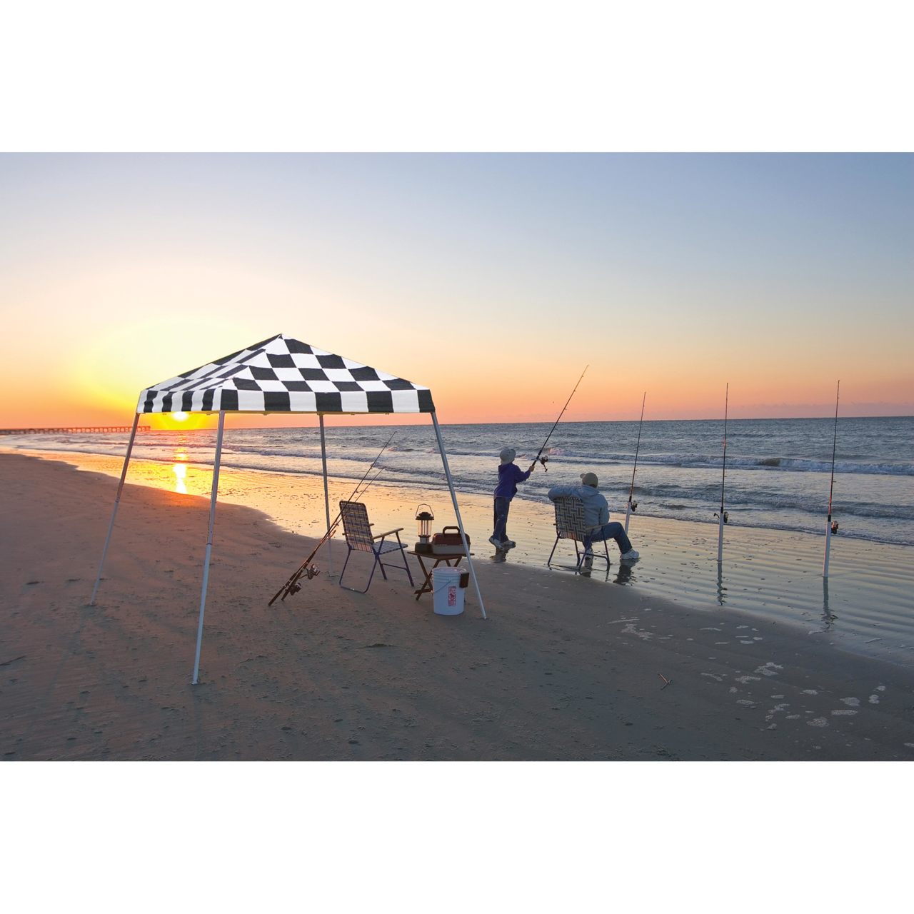 Pop-Up HD 8' x 8' Slant Leg Canopy -  Checkered Flag