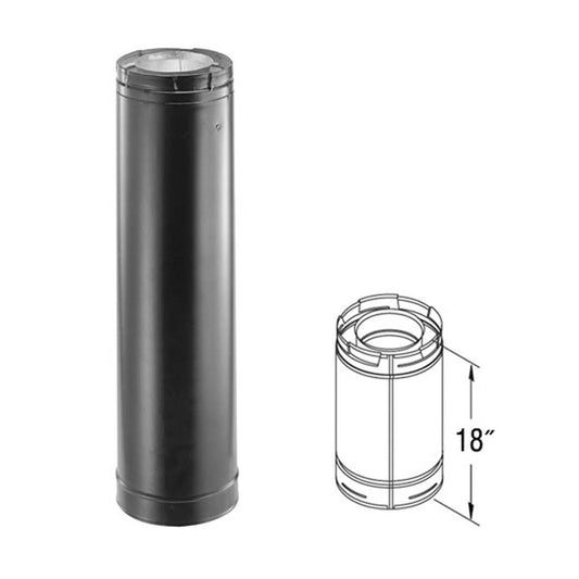 4" x 6 5/8" DirectVent Pro 18" Black Chimney Pipe - 46DVA-18B