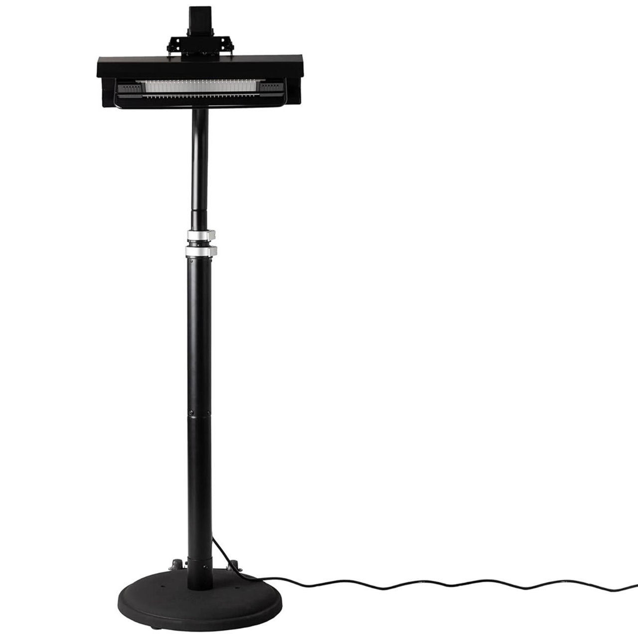 Black Powder Coated Steel Telescoping Offset Pole Mounted Infrared Patio Heater