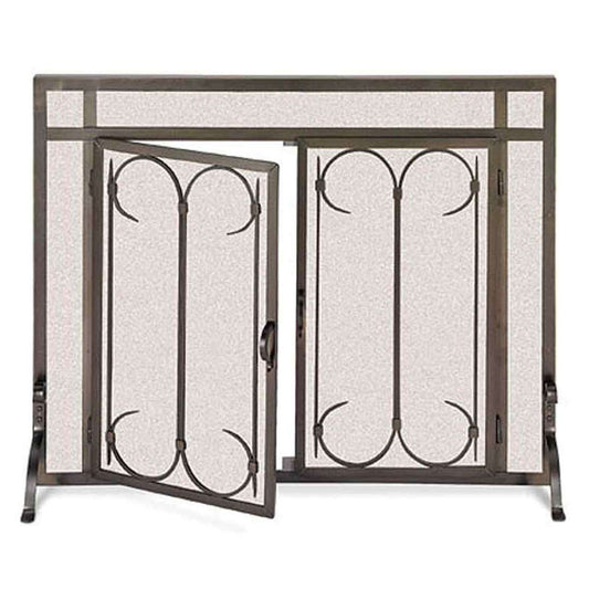 Pilgrim Iron Gate Fireplace Screen w/ Straight Doors - Burnished Black 44" x 33"
