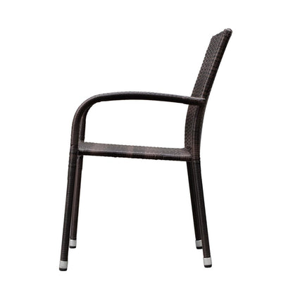 Set of 4 Outdoor Wicker Chairs - Mocha