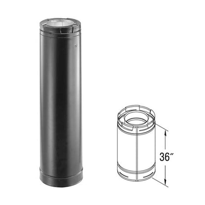4" x 6 5/8" DirectVent Pro 36" Black Chimney Pipe - 46DVA-36B