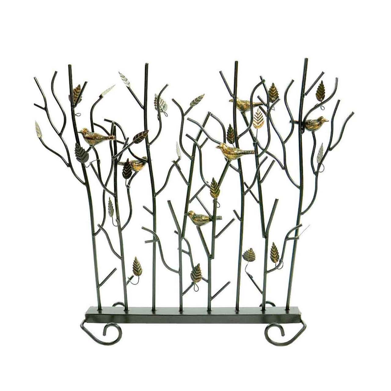 Birds Summer Fireplace Screen - Roman Bronze Powdercoat Accented with Gold