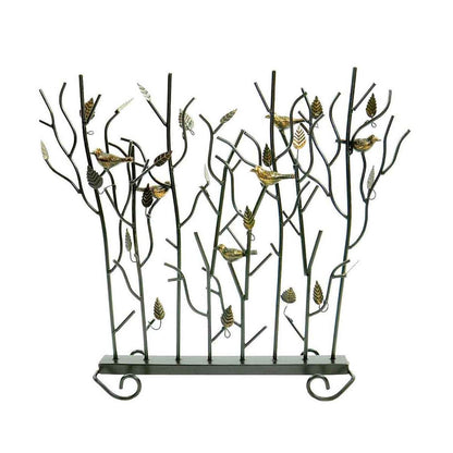Birds Summer Fireplace Screen - Roman Bronze Powdercoat Accented with Gold