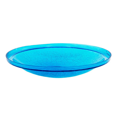 14-in. Teal Crackle Glass Bowl Bird Bath